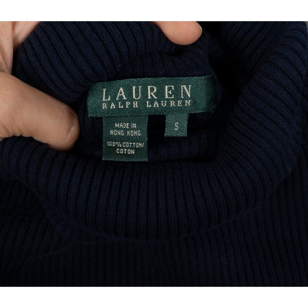 Vintage  Lauren Ralph Lauren Women's S Navy Turtleneck Knit Sweater - Picture 3 of 10